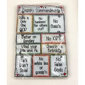 Country‎ Commandments" Rustic Wood Sign Plaque Farmhouse Home Wall Decor 11"x14
